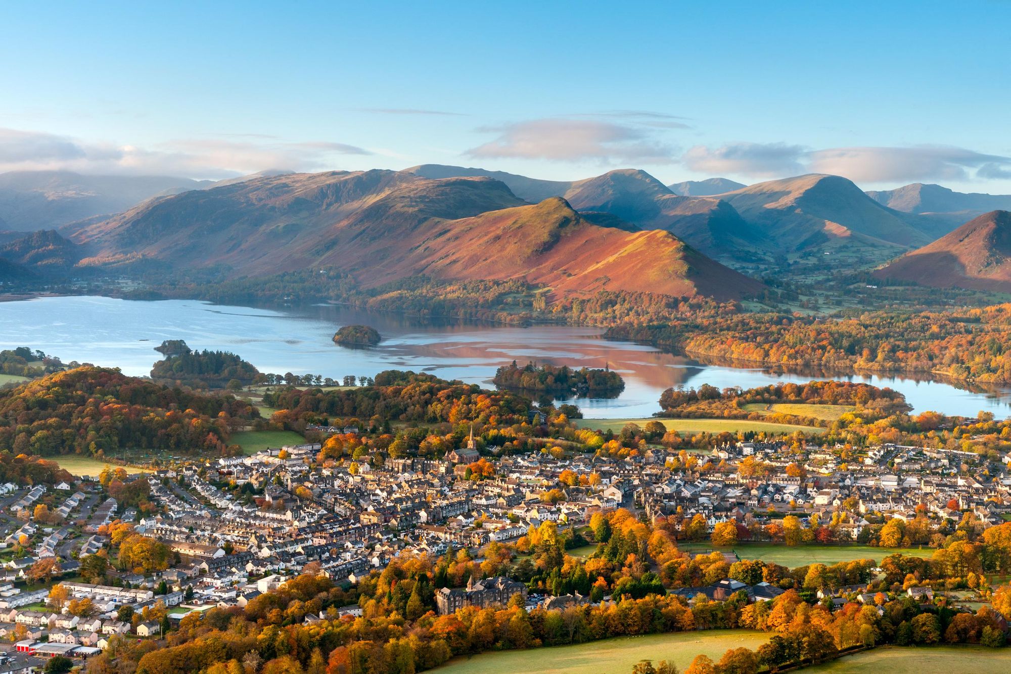 A view over Keswick, on the edge of Derwent Water in the Lake District National Park. Photo: Getty