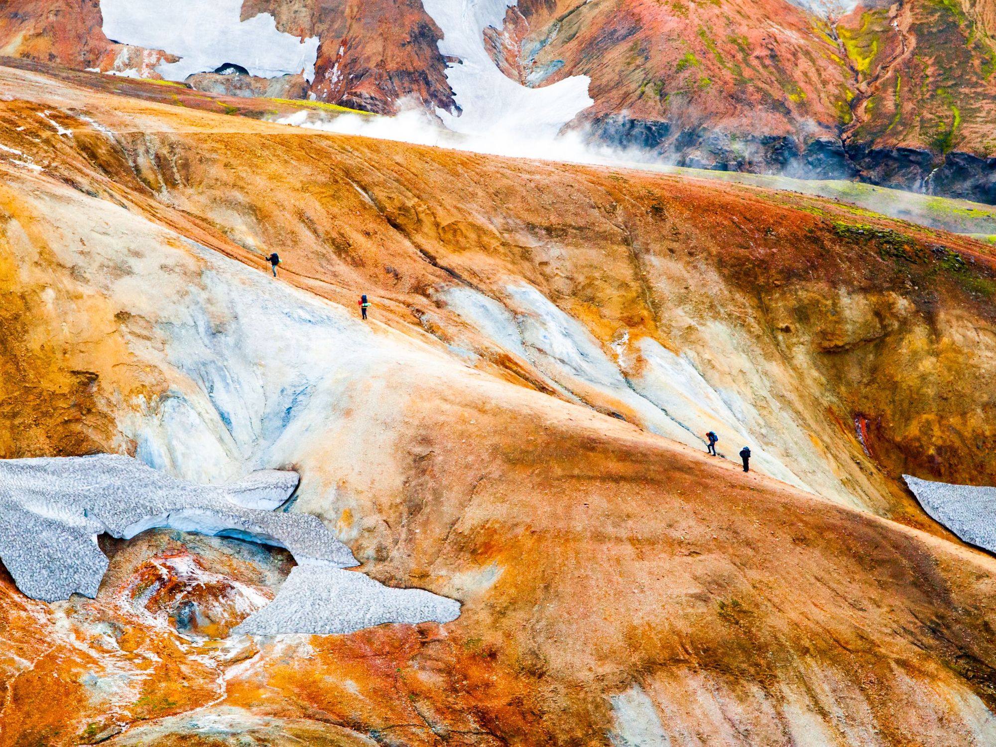 The otherworldly colours of the Lagavegur Trail in Iceland. Photo: Getty