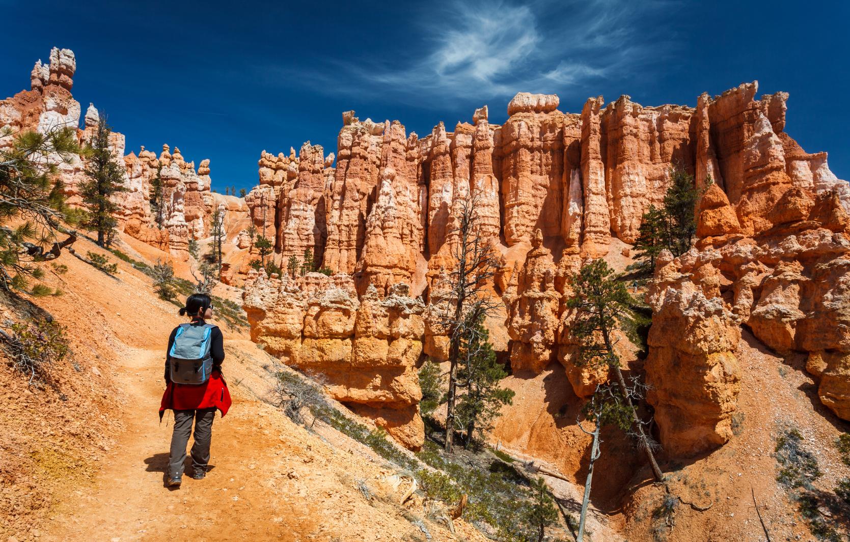 A hiker on the Queen's Garden Trail in Bryce Canyon. Photo: Getty.