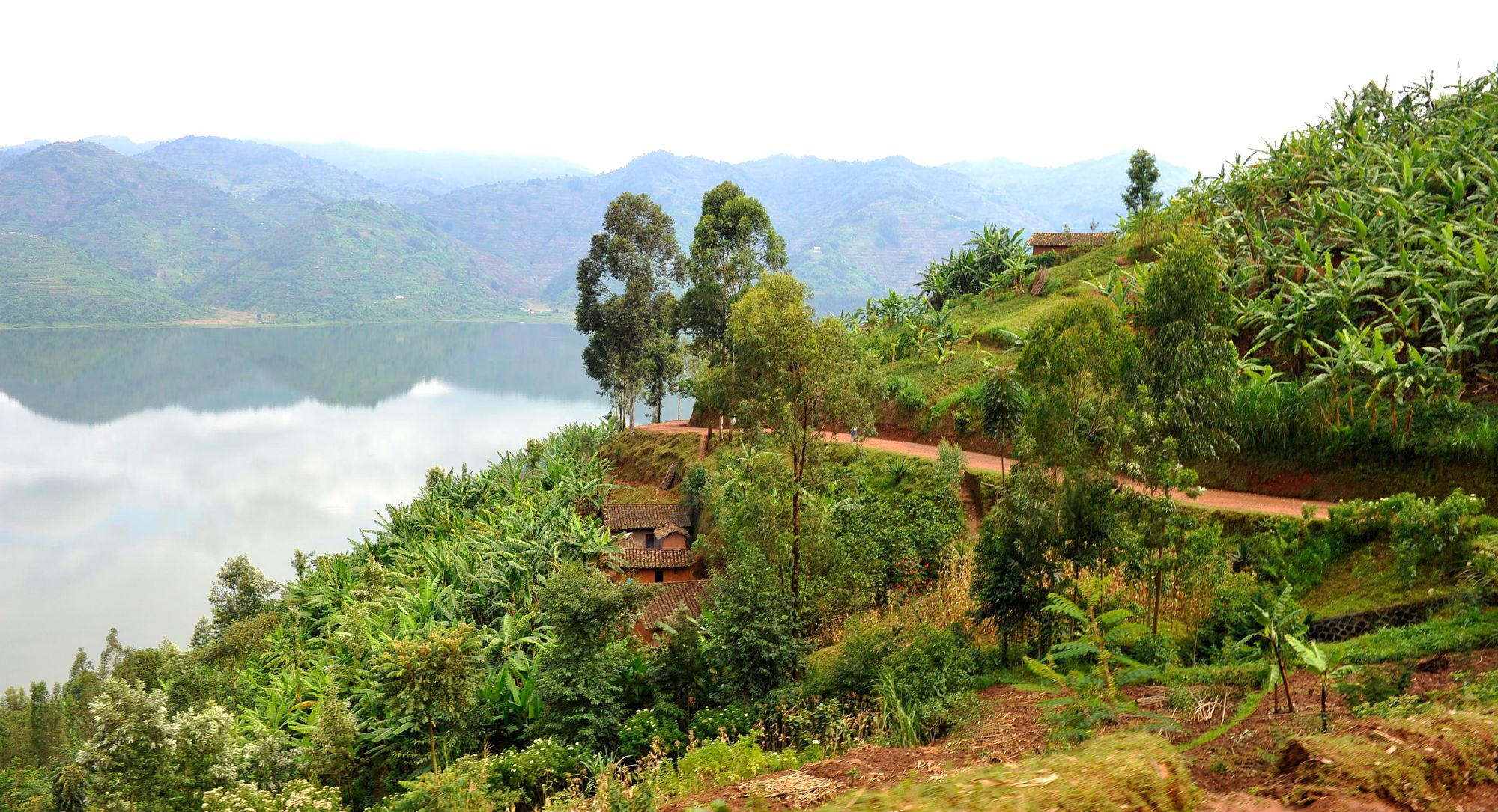 South shore of the lake Ruhondo in the north of Rwanda at the foot of the Virunga volcanos range. Photo: Getty