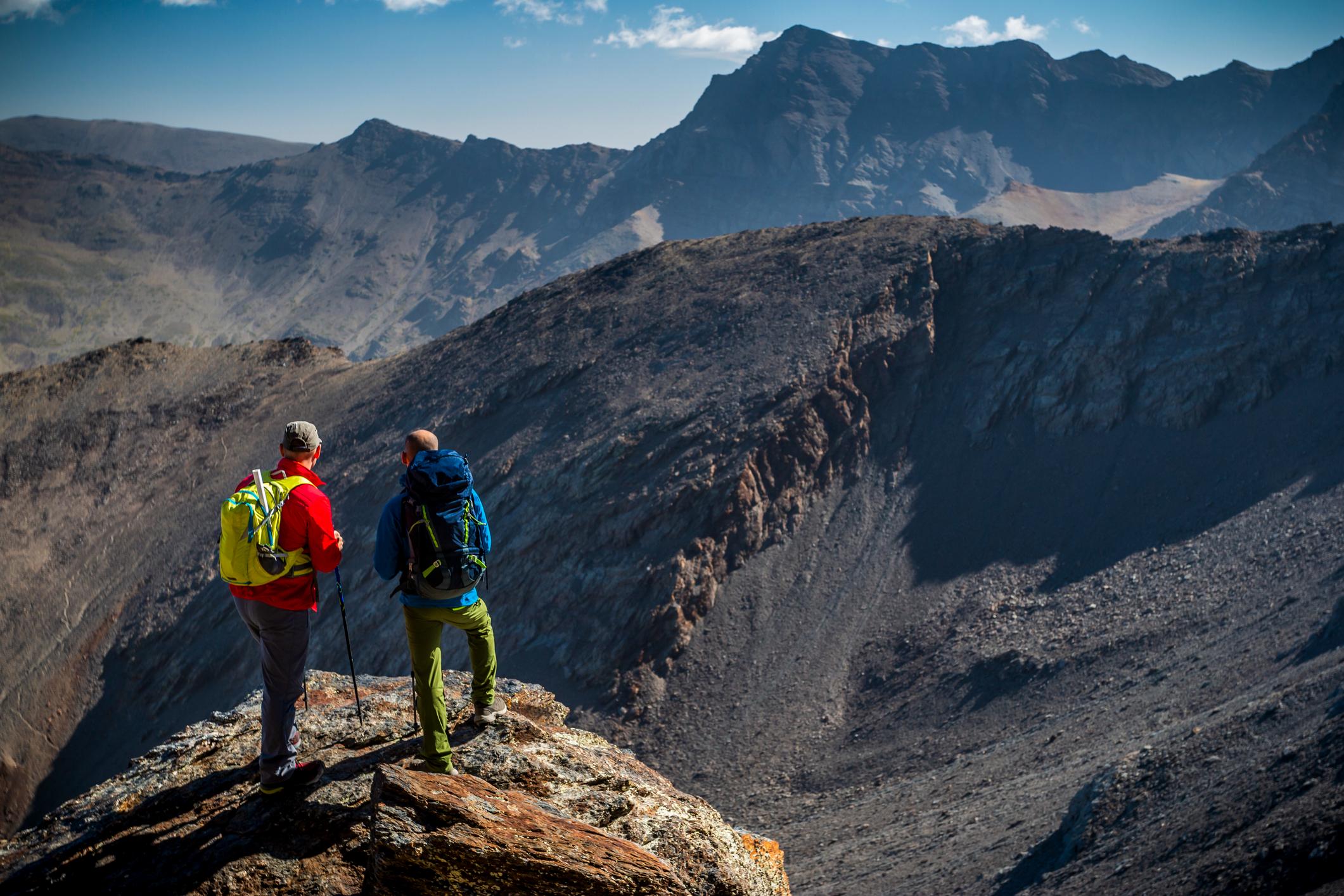 Hikers look out over the Sierra Nevada. Photo: Getty.