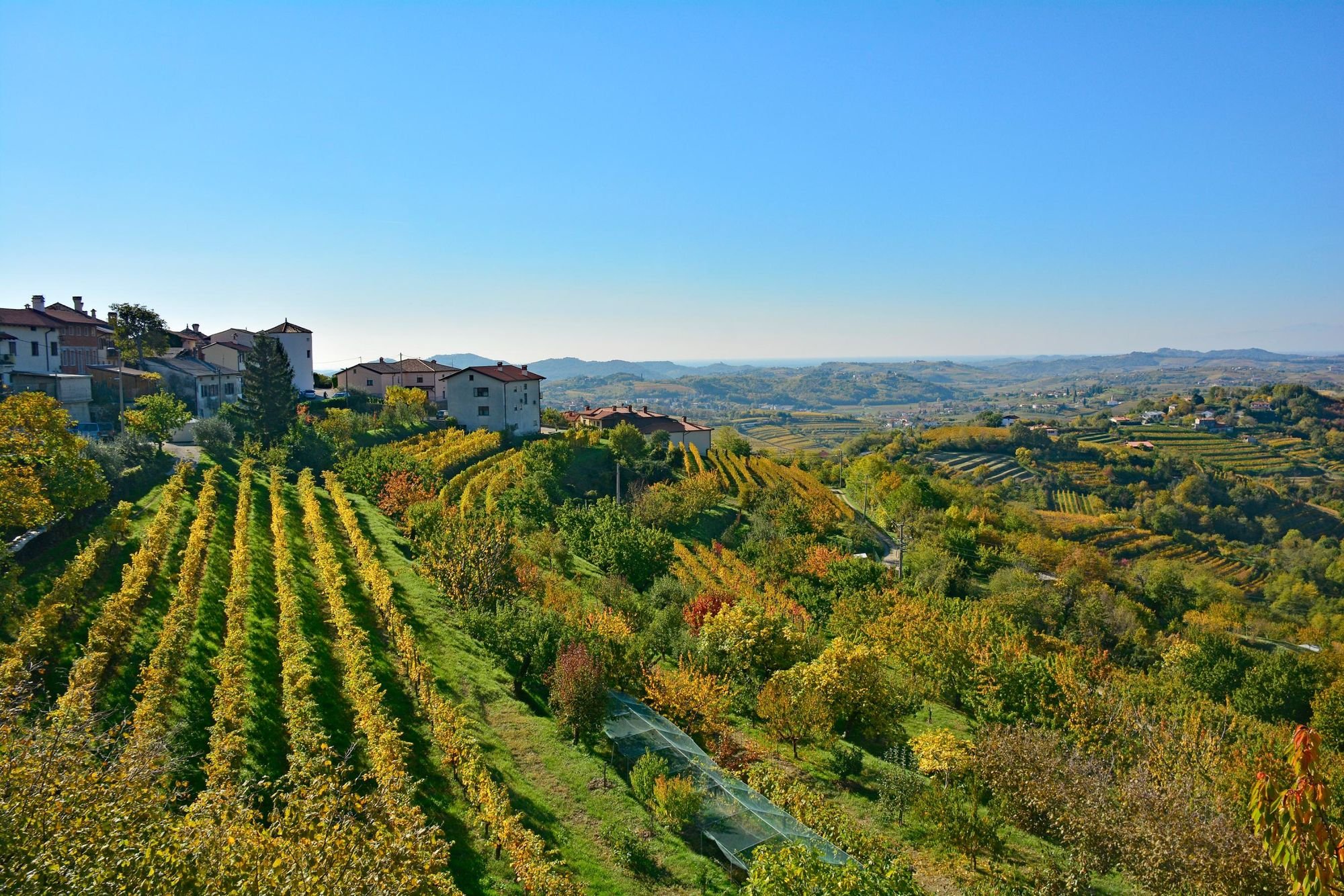 The autumnal landscape around the historic Slovenian town of Smartno in the Brda municipality of Slovenian Littoral. Photo: Getty