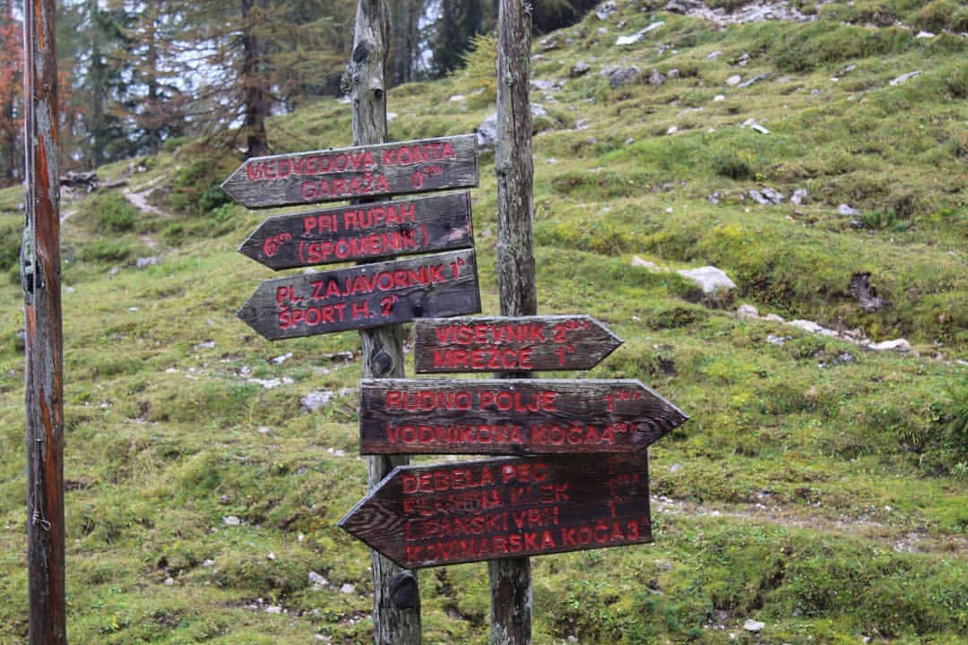 There are waymarkers on a lot of routes in Slovenia, but you still have to make sense of them. Photo: Stuart Kenny