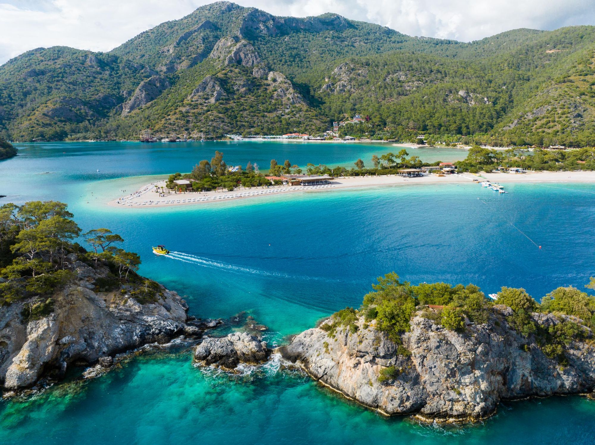 A drone's eye view of the breathtaking beauty of Ölüdeniz Beach in Fethiye, Muğla, Turkey. Photo: Getty