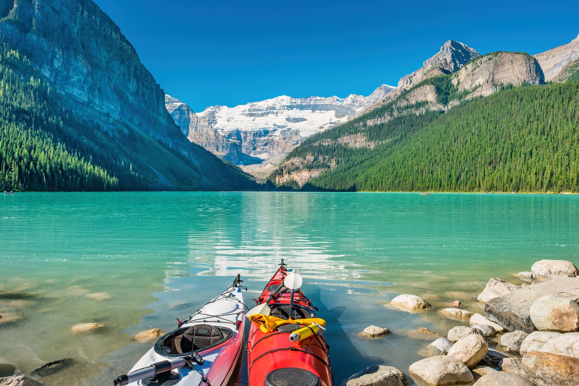 The idyllic paddling spot of Lake Louise, in the Canadian Rockies. Photo: Getty