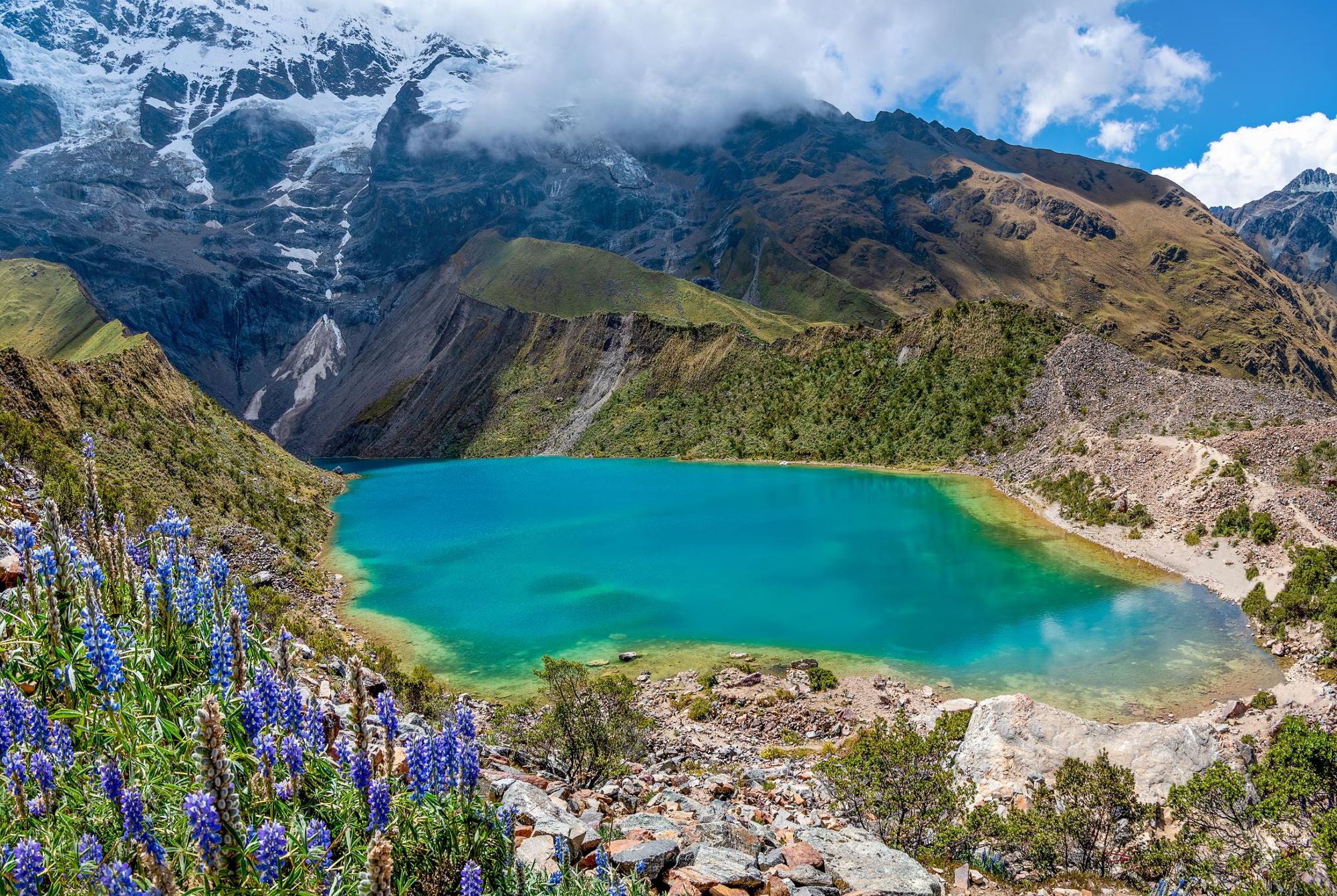 Humantay Lake in Peru, found between Humantay Mountain and Salkantay Mountain. Photo: Getty