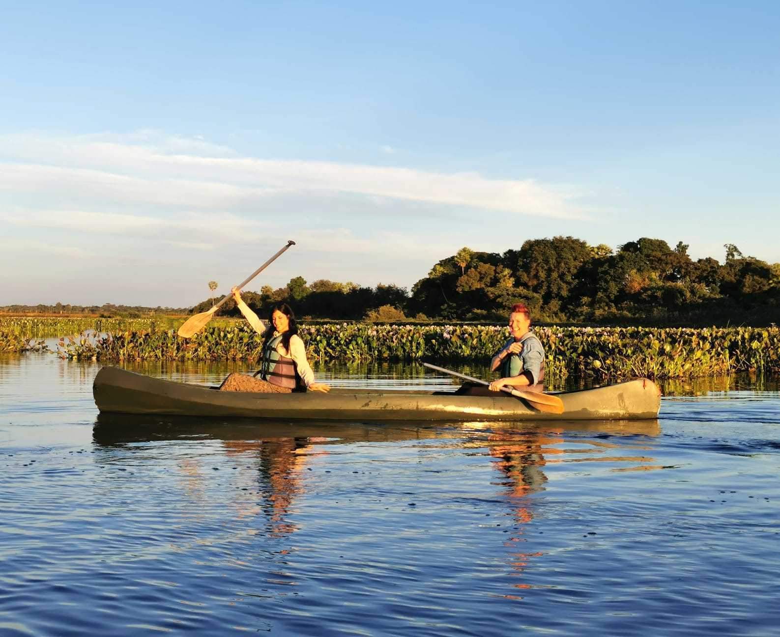 Kayaking in the Pantanal, Brazil.