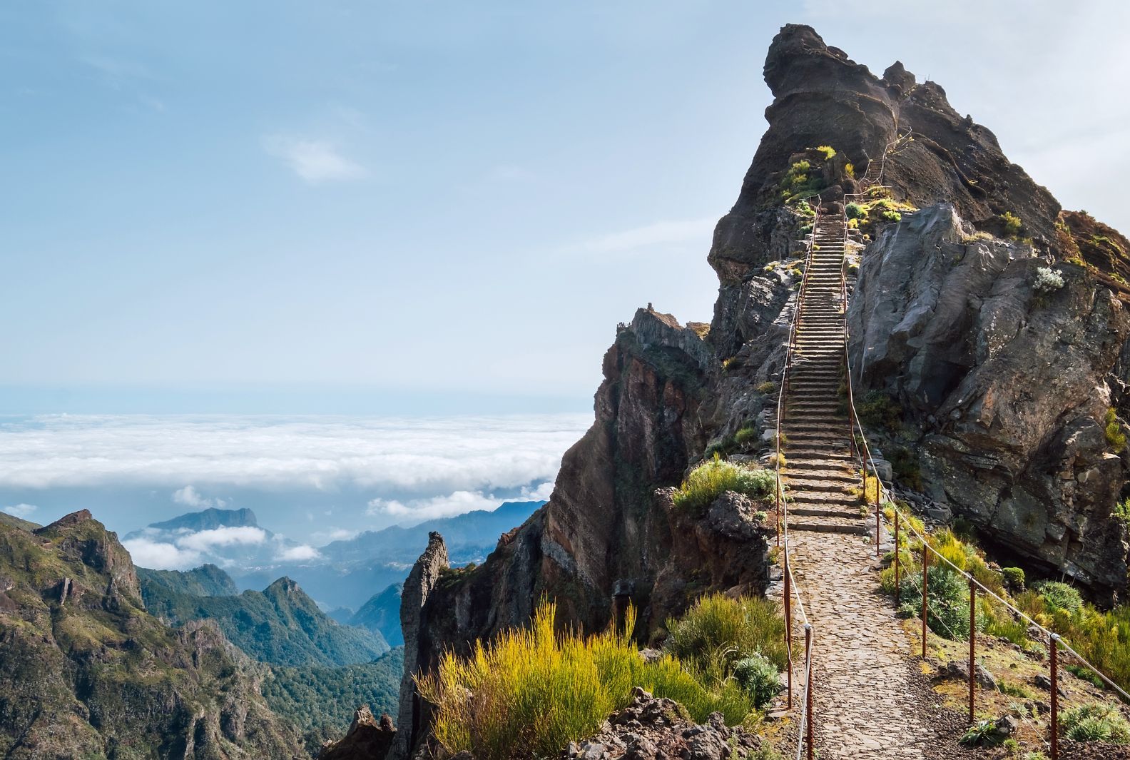 From the heights of the footpath between Pico do Arieiro and Pico Ruivo, the highest mountain in Madeira. Photo: Getty