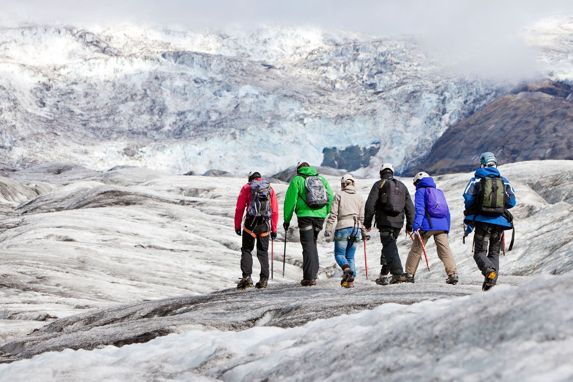 Hiking across Sólheimajökull glacier in Iceland. Photo: Bjorgvin Hilmarsson.