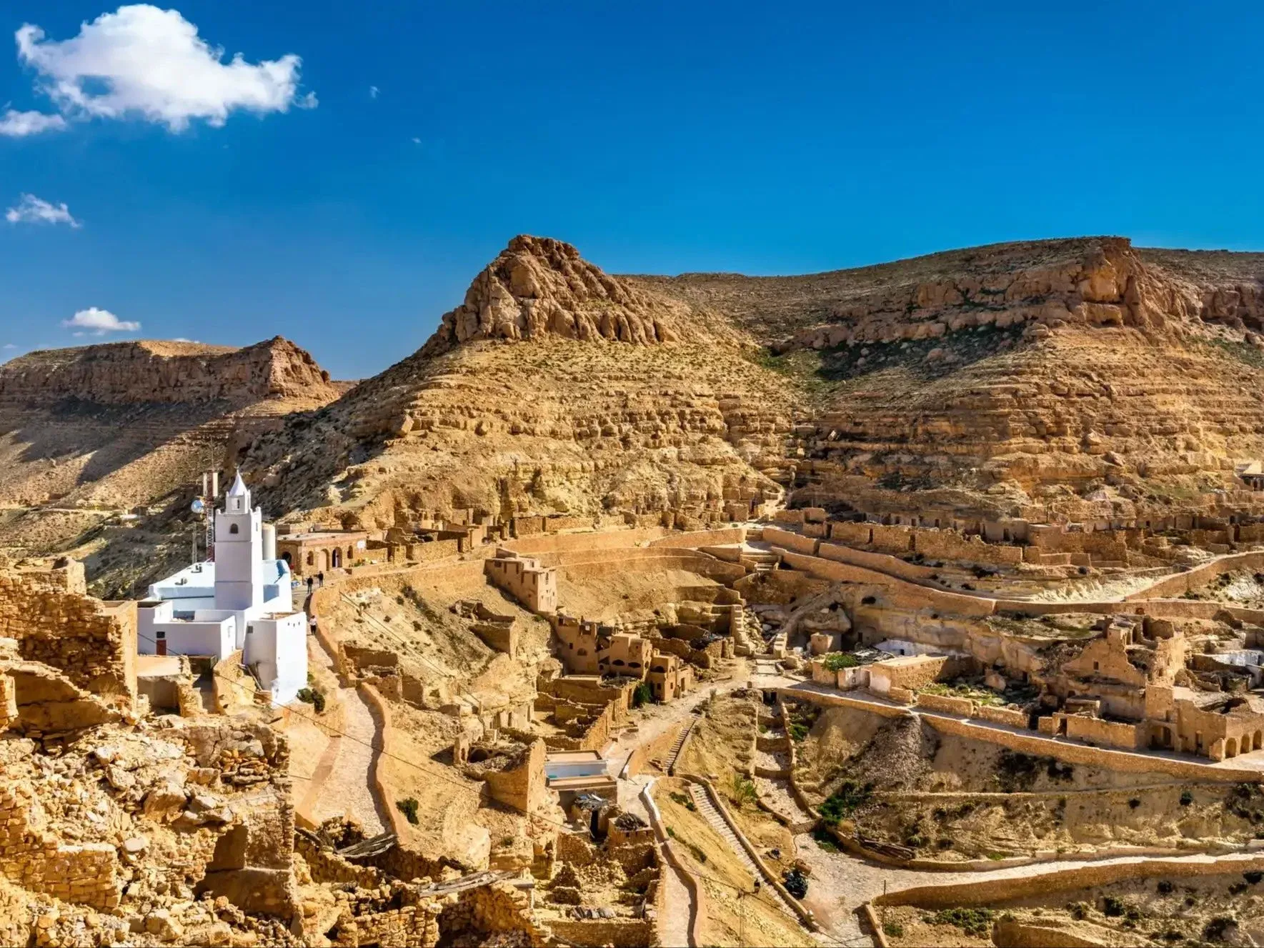 The village of Chenini, hewn into the hills of Tunisia. Photo: Getty.