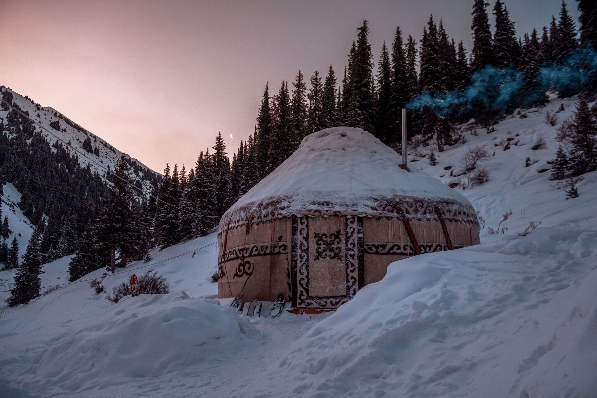 A yurt camp in Kyrgyzstan. Photo: Stephen Lioy/ Winter Tourism Library.