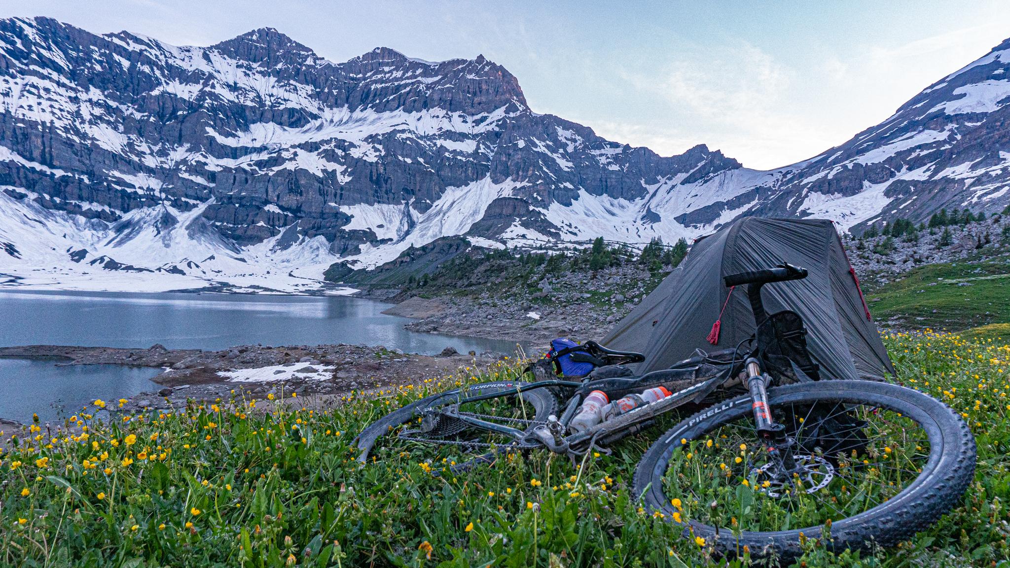 Scott Cornish, bikepacking setup in the Alps