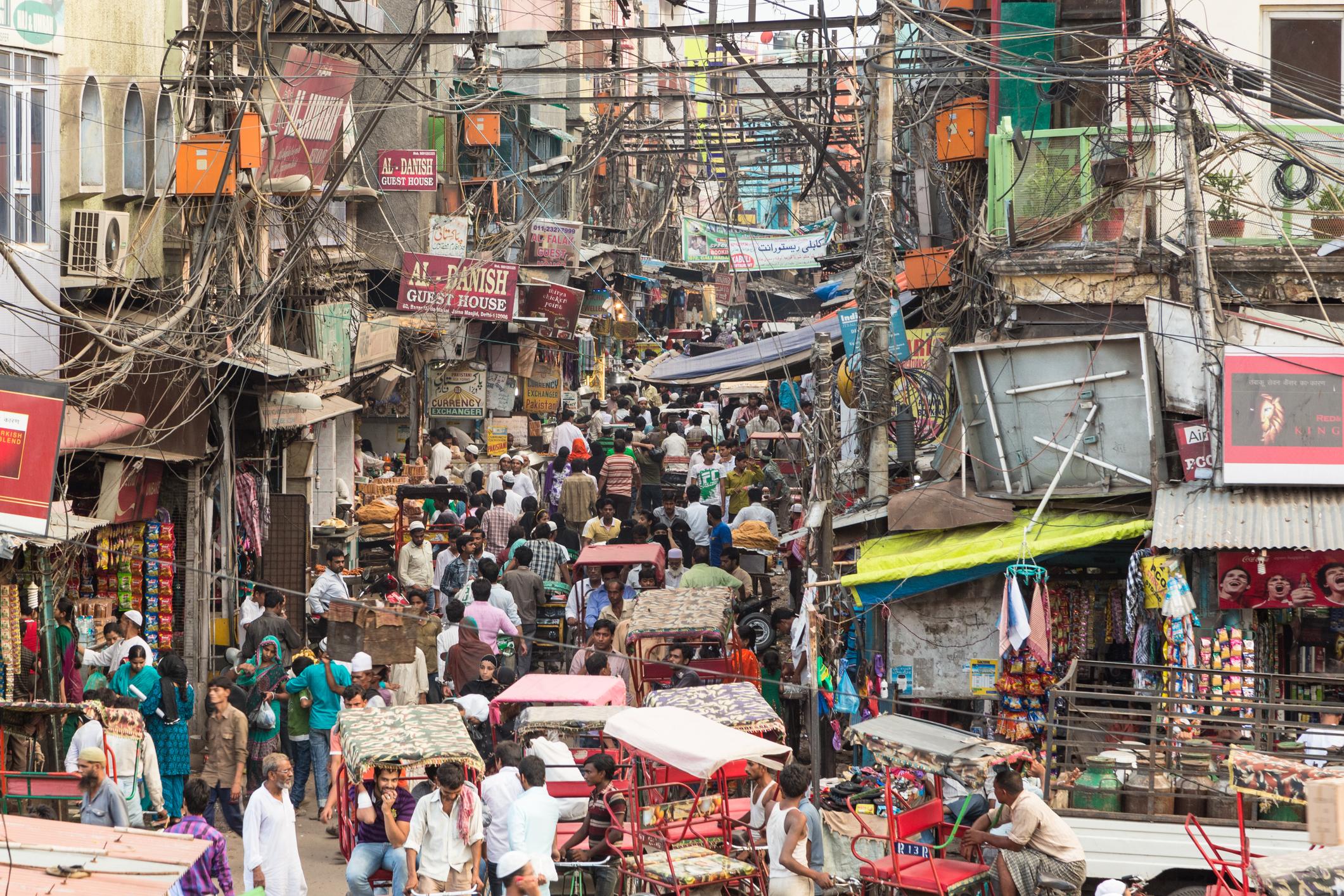 The crowded streets of old Delhi, India. Photo: Getty.