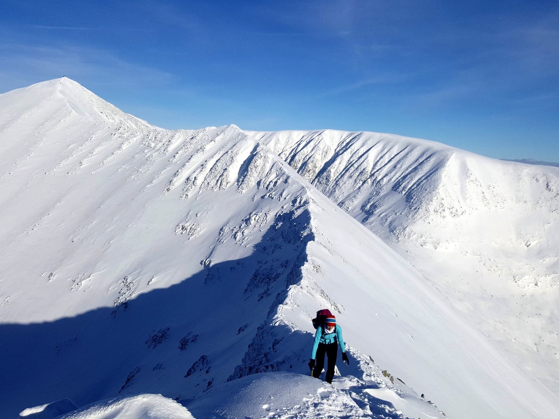 Climbing the CMD arête on Ben Nevis. Photo: Atlas Mountaineering.