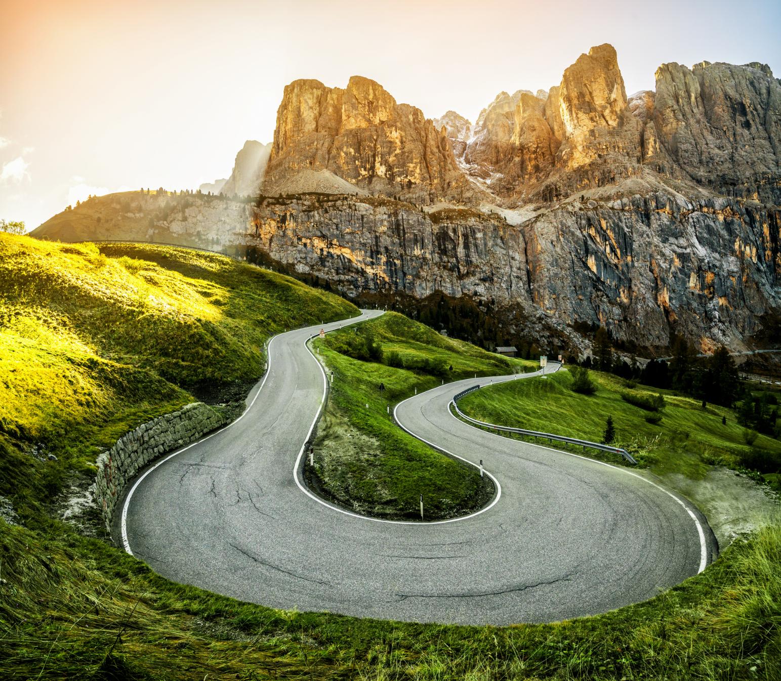 A curving highway through the Dolomites. Photo: Getty.