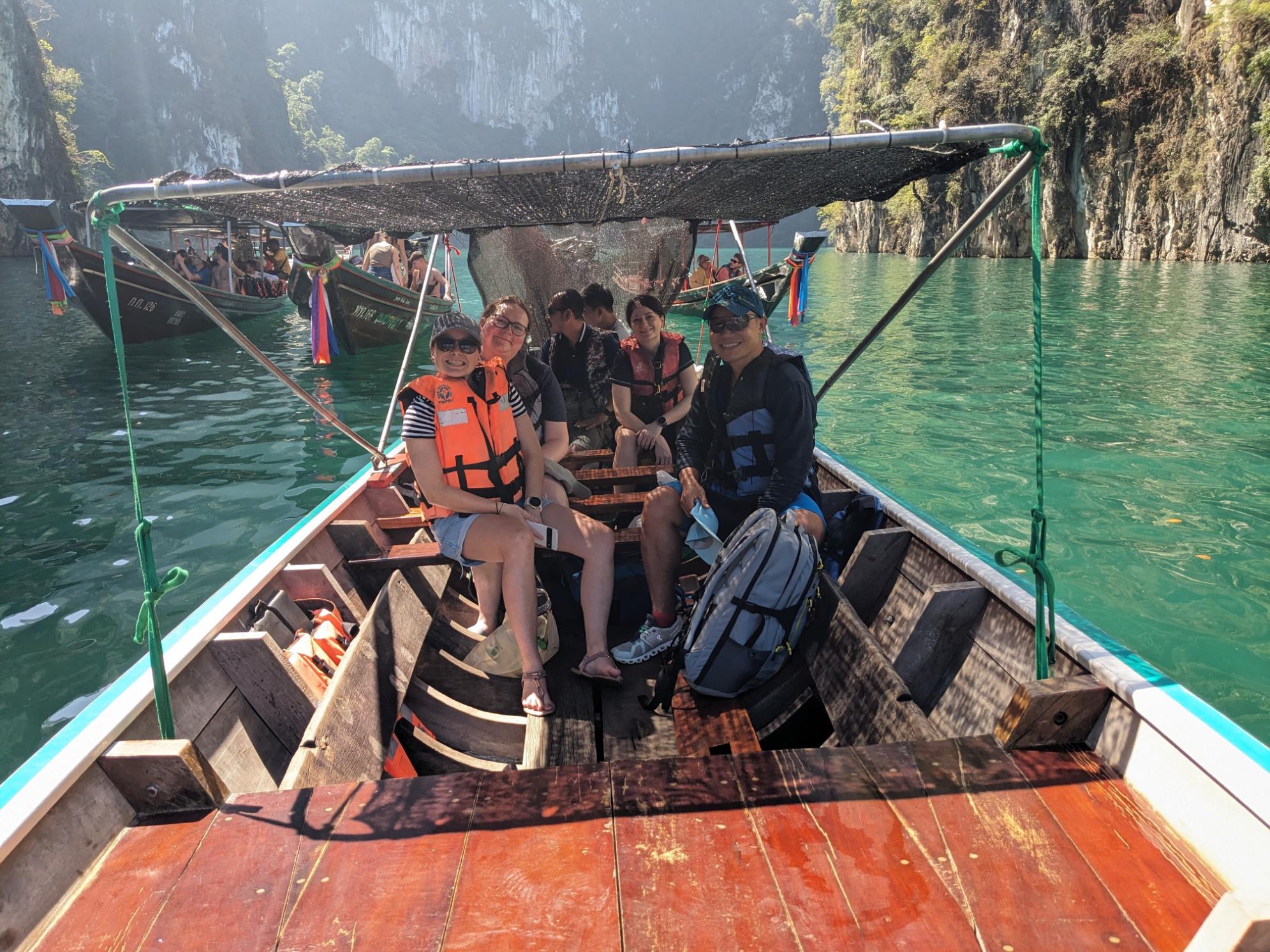 Tourists in a long tail boat on the way to Cheow Lan.