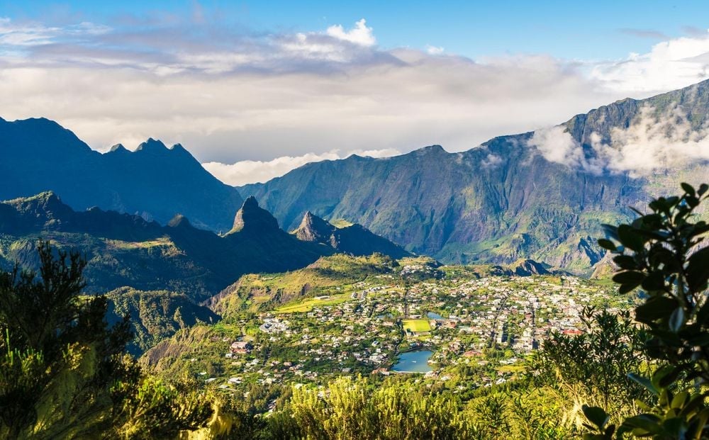 The town of Cilaos in Cirque de Cilaos, on La Réunion Island. Photo: Getty