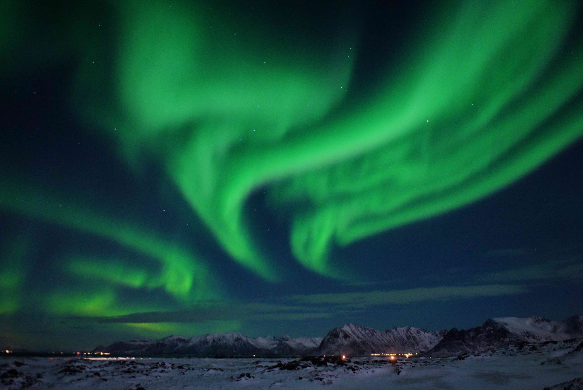 The northern lights above Eggum. Photo: Northern Explorer.