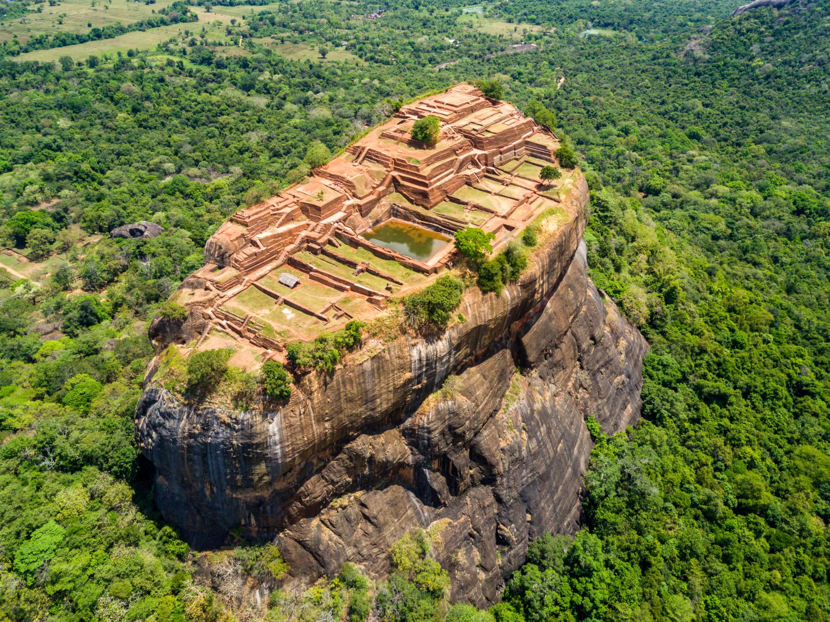 The rock fortress of Sigiriya, from above. Photo: Getty.