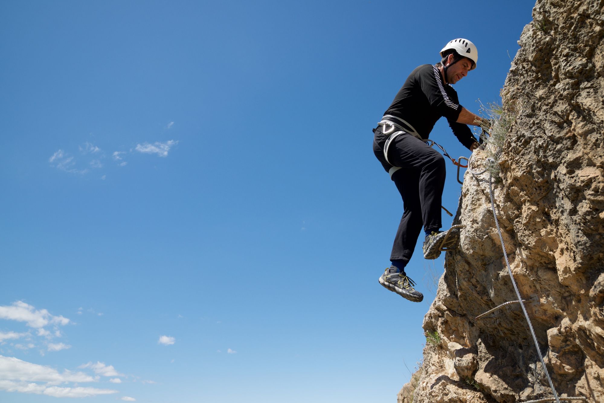 A man on via ferrata.