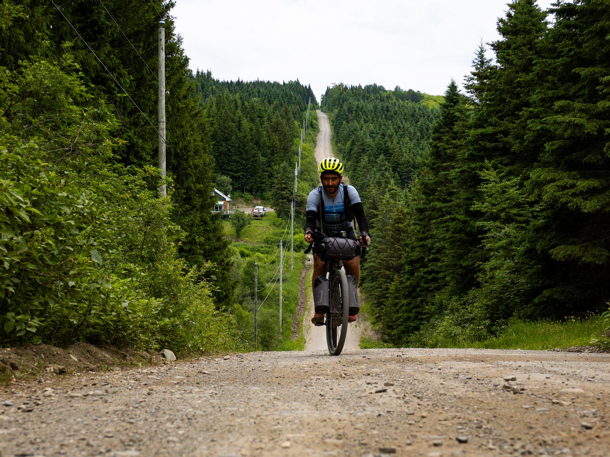 Stitz riding through the forests of Québec. Photo: Markus Stitz