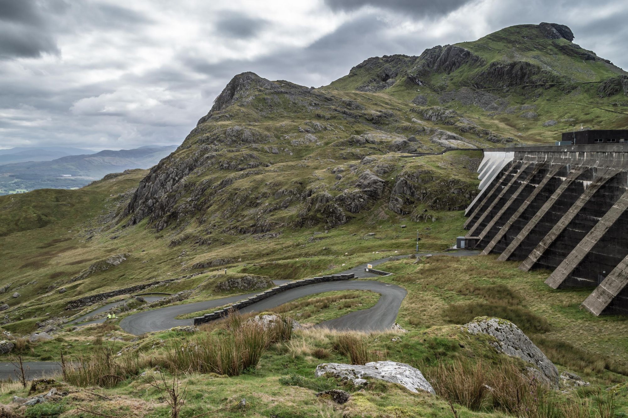 Stwlan Dam and the Moelwyn mountains near Blaenau Ffestiniog in Snowdonia. Photo: Getty