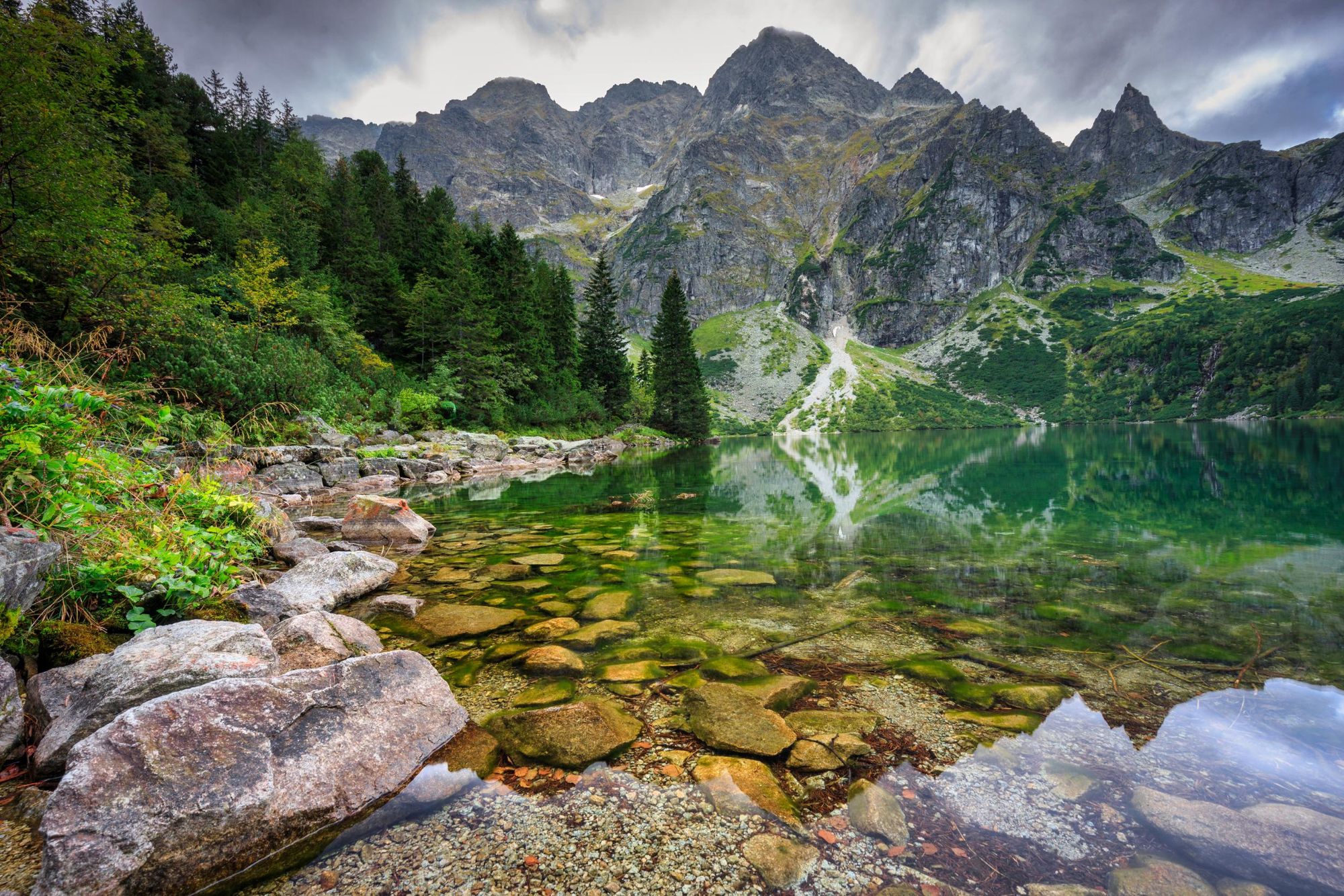 Morskie Oko, the Eye of the Sea, beneath Rysy and the High Tatras. Photo: Getty