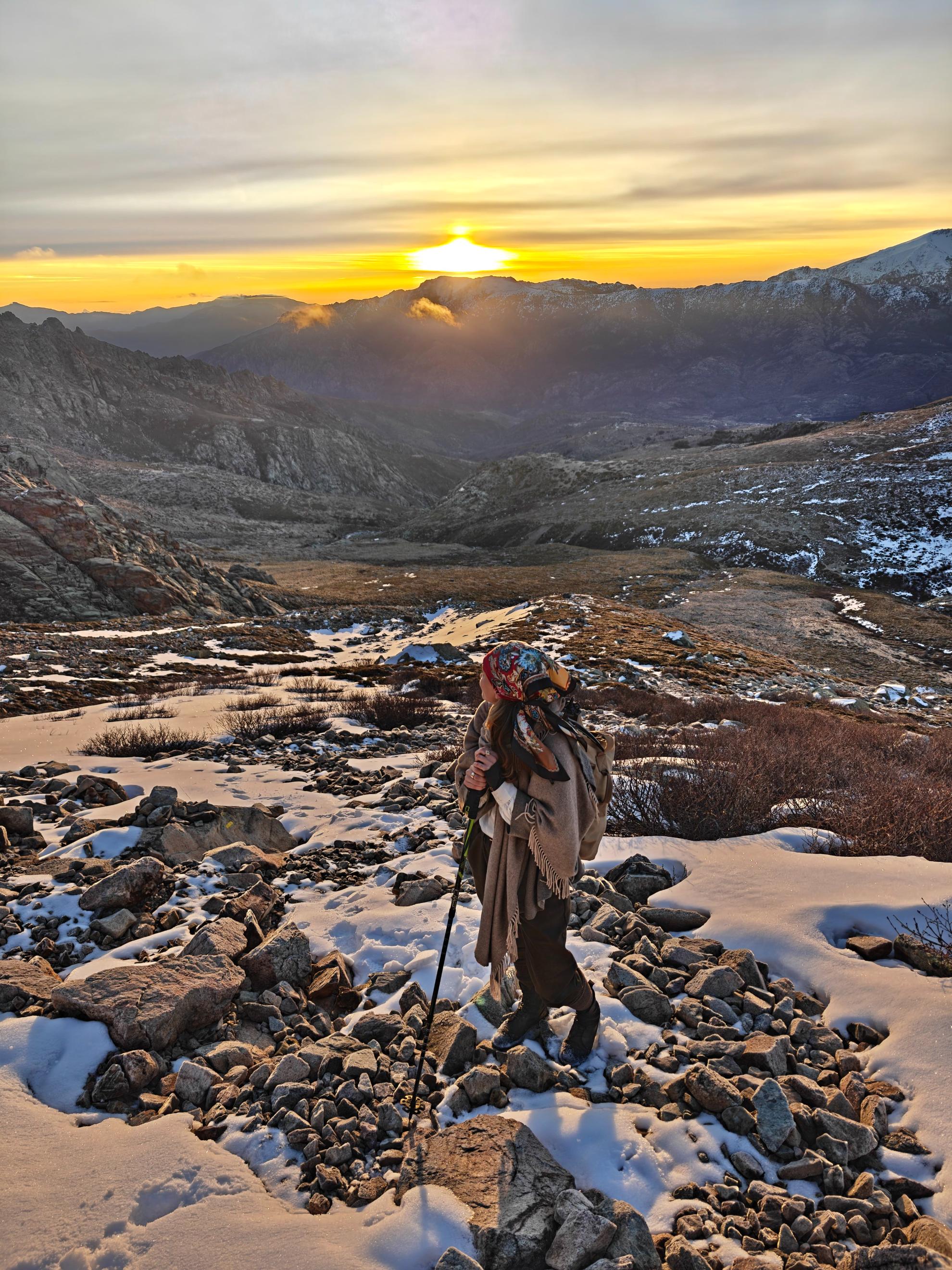 Elise Wortley in 1920s gear on the mountain trail in Corsica. Photo: OnePlus