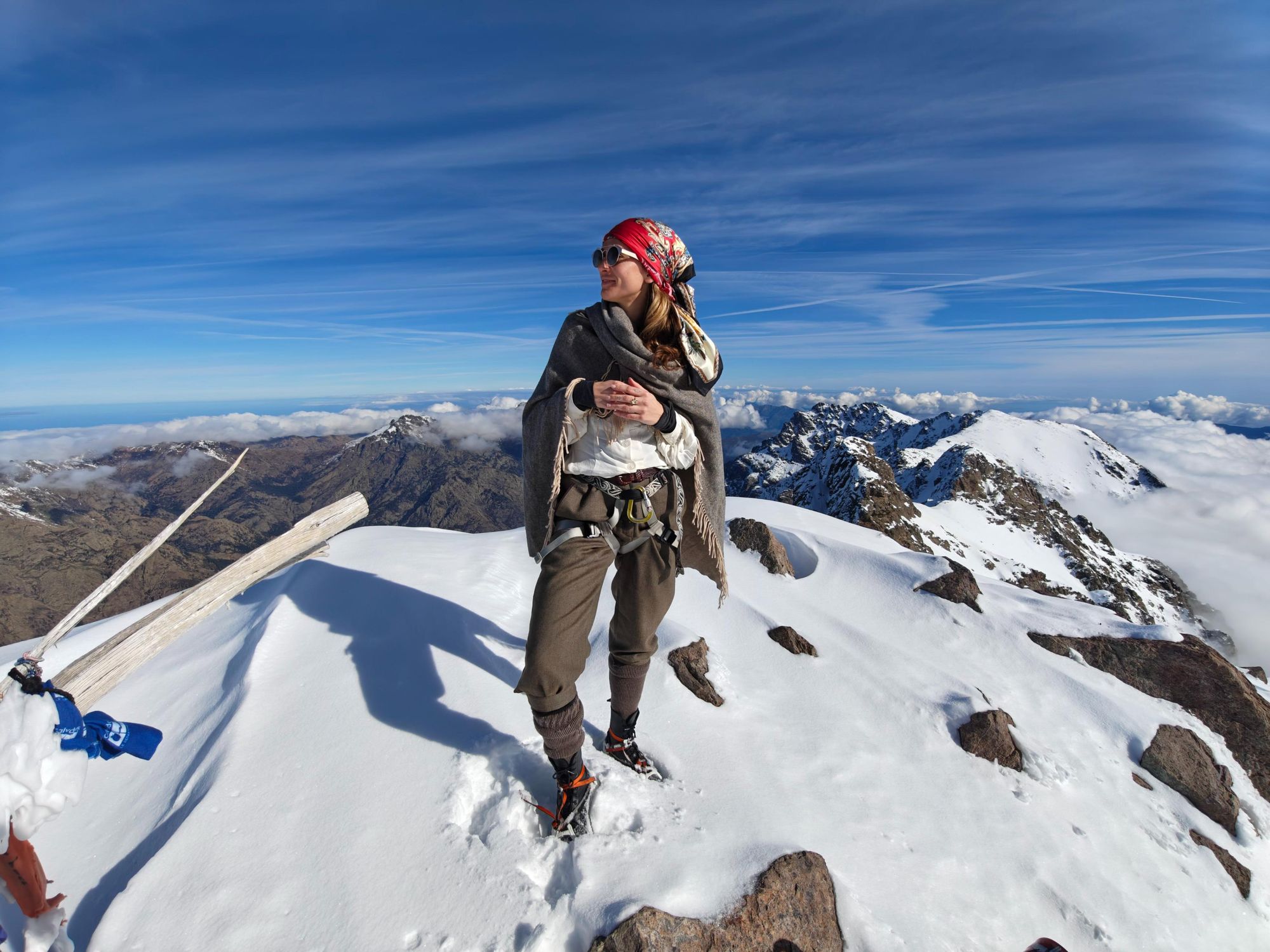 Elise Wortley on the summit of Monte Cinto, the high point of Corsica. Photo: OnePlus