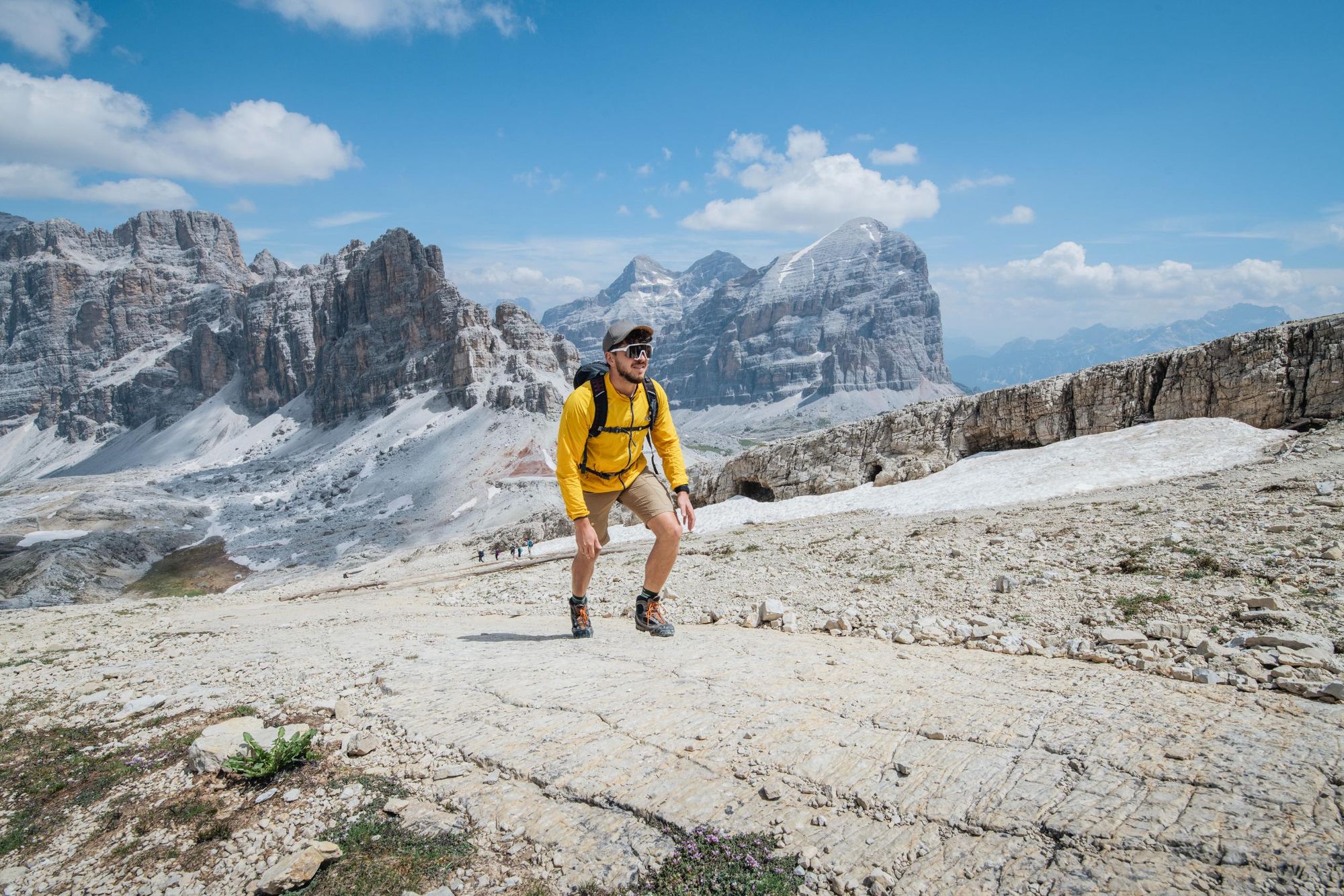 Climbing up to Refugio Laguzoi, in the Dolomites. Photo: Getty.