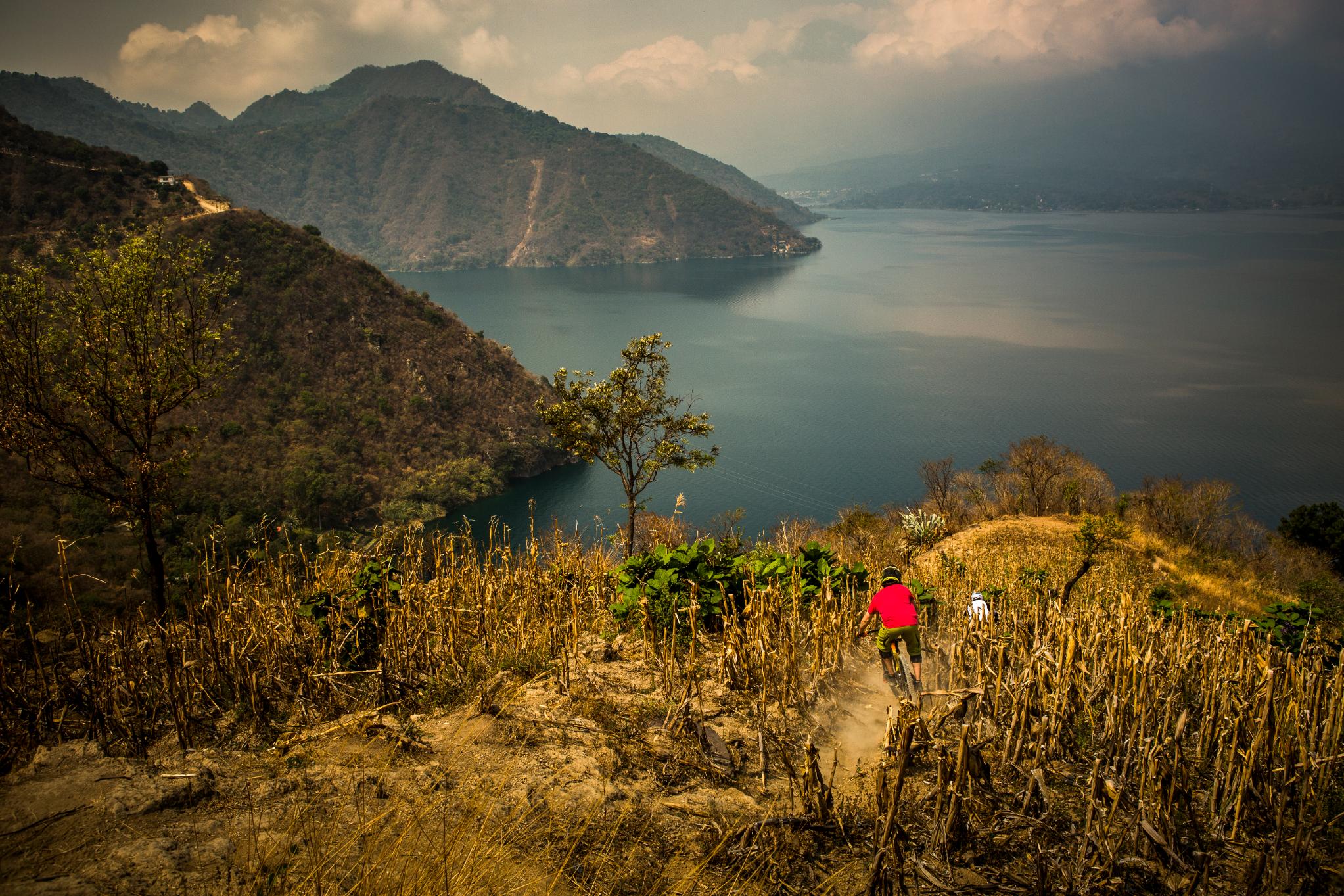 Two riders on singletrack in Lake Atitlán. Photo: Getty.